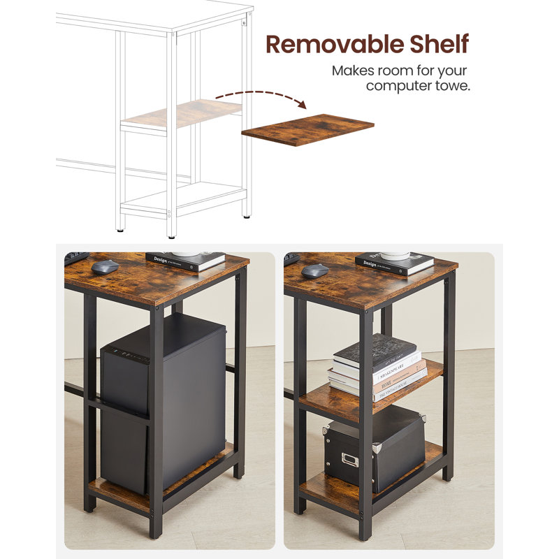 Enprise 54.3 L Shaped Metal Base Writing Desk Rustic Brown